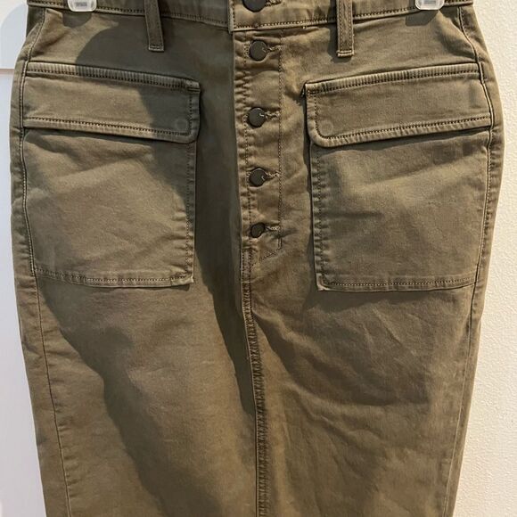 J Brand Womens Ani 7035B114 Midi Skirt Olive Drab Khaki 27 - Picture 2 of 16